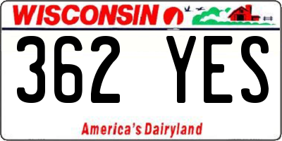 WI license plate 362YES