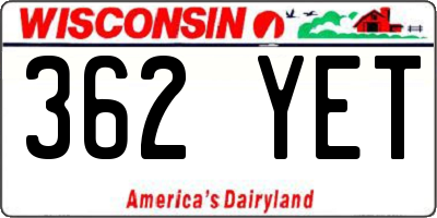 WI license plate 362YET