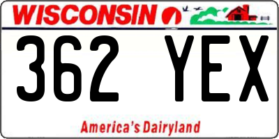 WI license plate 362YEX