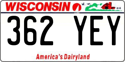 WI license plate 362YEY