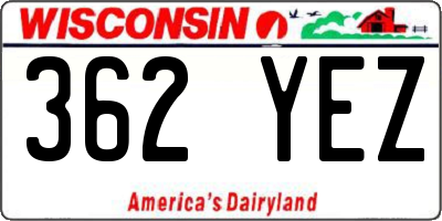 WI license plate 362YEZ