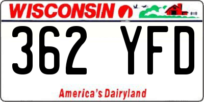 WI license plate 362YFD