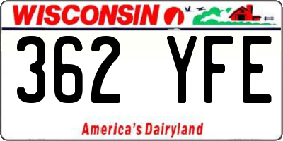 WI license plate 362YFE