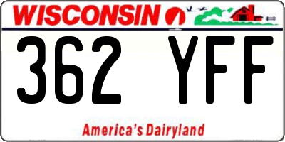 WI license plate 362YFF
