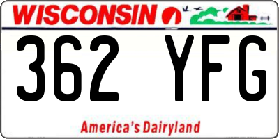 WI license plate 362YFG