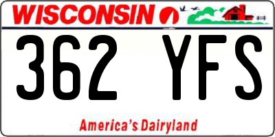 WI license plate 362YFS