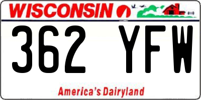 WI license plate 362YFW