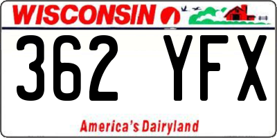 WI license plate 362YFX