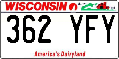 WI license plate 362YFY
