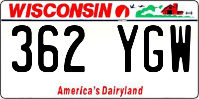 WI license plate 362YGW