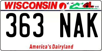 WI license plate 363NAK