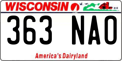 WI license plate 363NAO