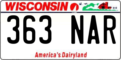 WI license plate 363NAR