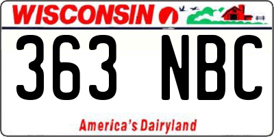 WI license plate 363NBC