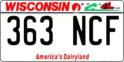 WI license plate 363NCF