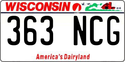 WI license plate 363NCG