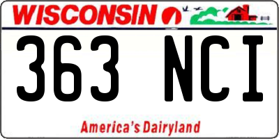 WI license plate 363NCI