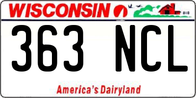 WI license plate 363NCL