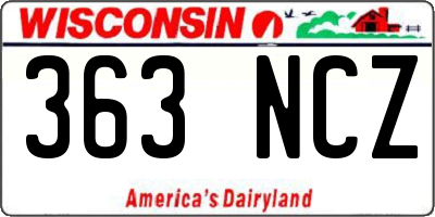 WI license plate 363NCZ