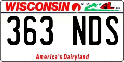 WI license plate 363NDS