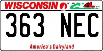 WI license plate 363NEC