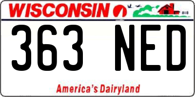 WI license plate 363NED