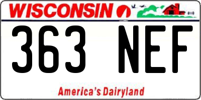 WI license plate 363NEF
