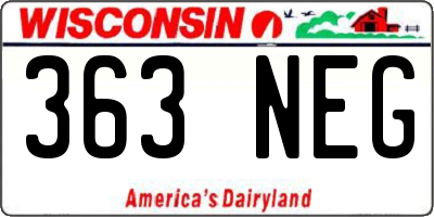 WI license plate 363NEG