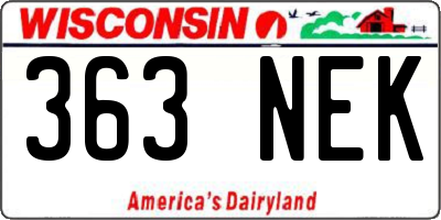 WI license plate 363NEK