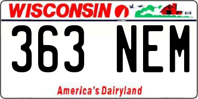 WI license plate 363NEM