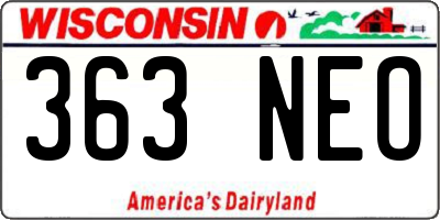 WI license plate 363NEO