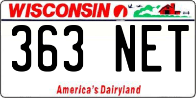 WI license plate 363NET