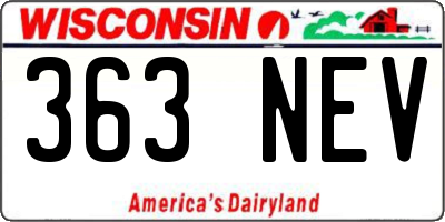 WI license plate 363NEV