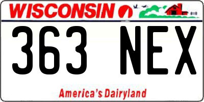 WI license plate 363NEX