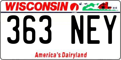 WI license plate 363NEY