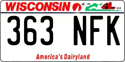 WI license plate 363NFK