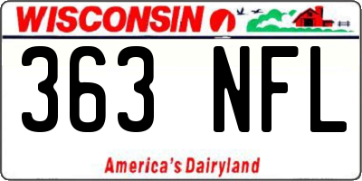 WI license plate 363NFL