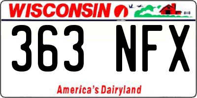 WI license plate 363NFX