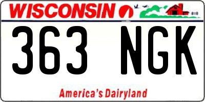 WI license plate 363NGK