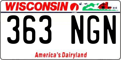 WI license plate 363NGN