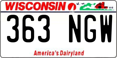 WI license plate 363NGW