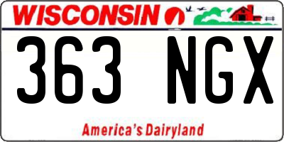 WI license plate 363NGX