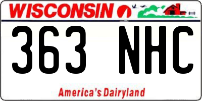 WI license plate 363NHC