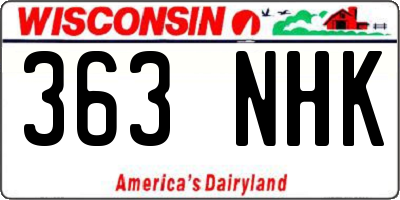 WI license plate 363NHK