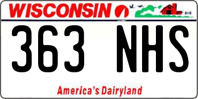 WI license plate 363NHS