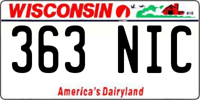 WI license plate 363NIC