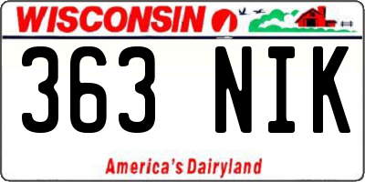 WI license plate 363NIK