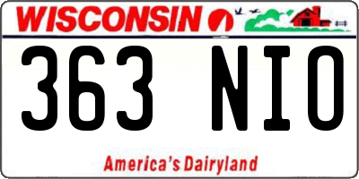 WI license plate 363NIO