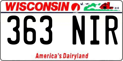 WI license plate 363NIR