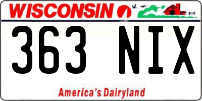 WI license plate 363NIX